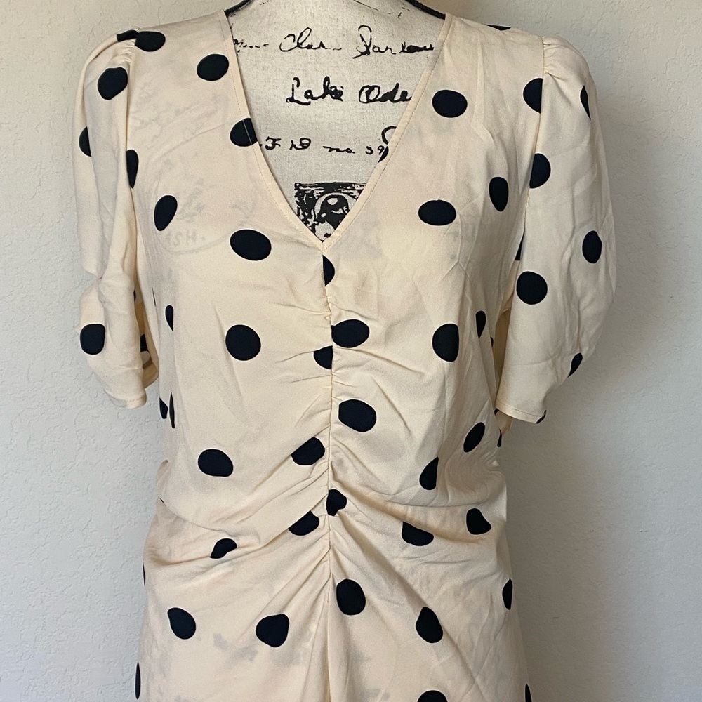 a new day Cream and black Polka Dots High Low Dress NWT - Picture 4 of 11